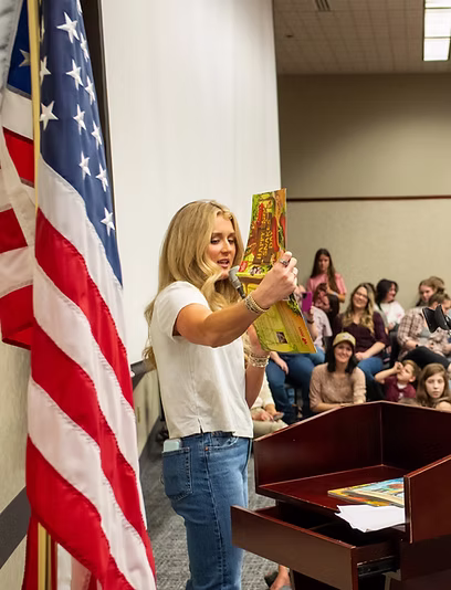 Brave Story Hour in Springfield — children and parents listening to stories